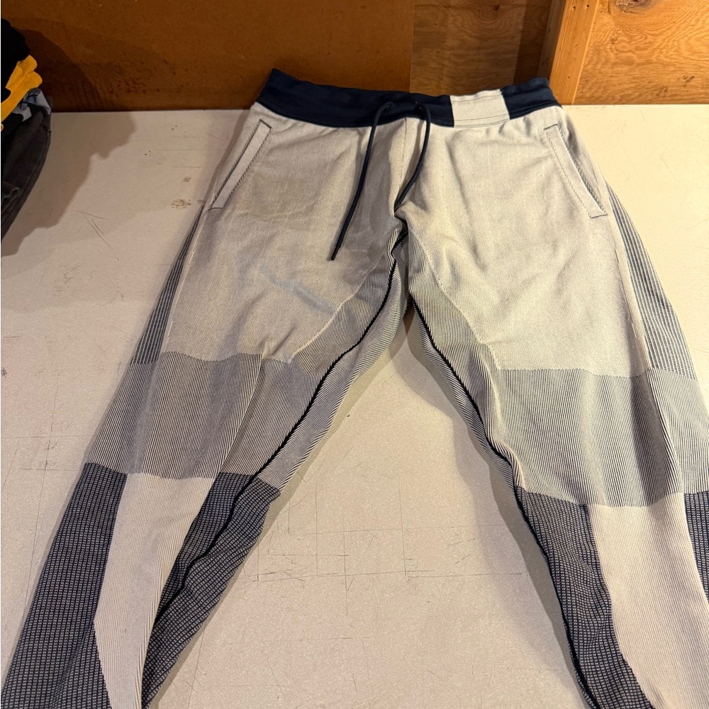 Nike Gray and Black Joggers with Sporty Color-Block Design